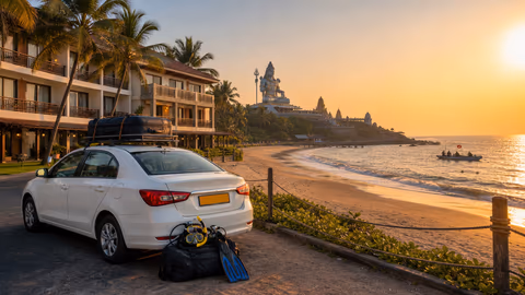 Goa to Murudeshwar package thumbnail showing taxi, resort stay and Murudeshwar temple with scuba add-on