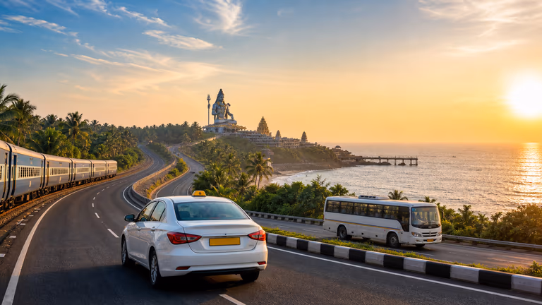 Goa to Murudeshwar travel guide thumbnail showing NH66 coastal drive with train, bus and cab travel planning