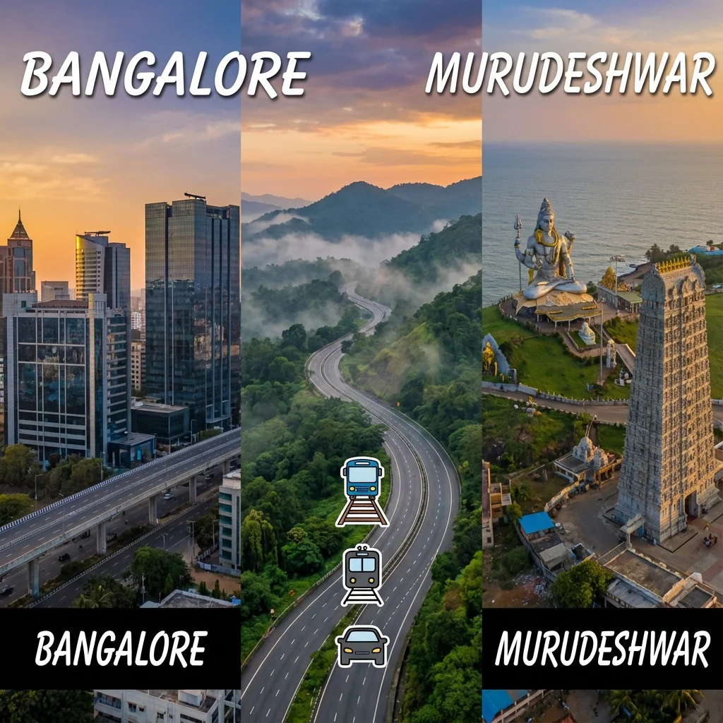 Scenic highway route from Bangalore to Murudeshwar passing through green Western Ghats landscape