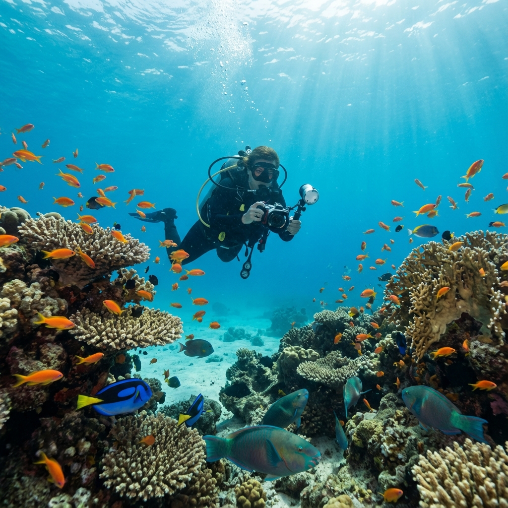 Murudeshwar scuba diving packages - Diver exploring Netrani Island coral reefs
