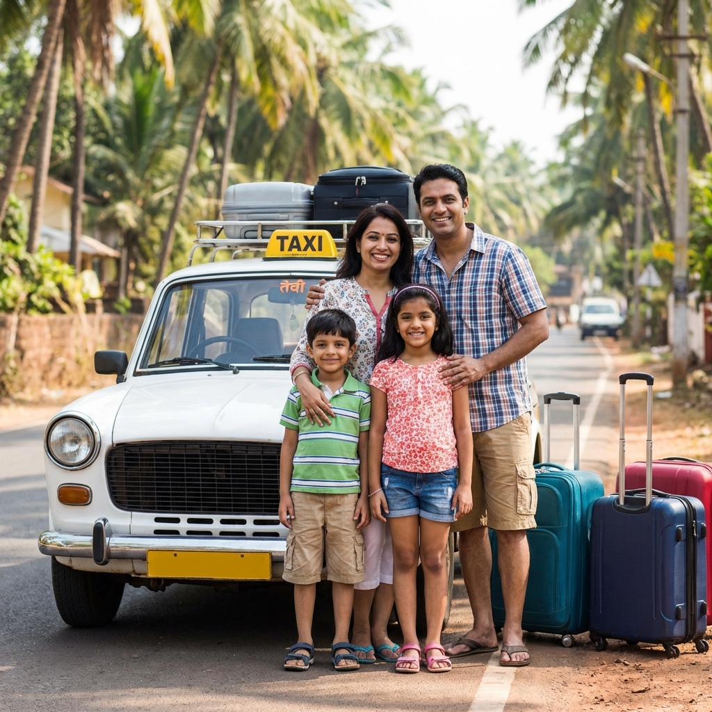 Happy family with reliable taxi service in Murudeshwar